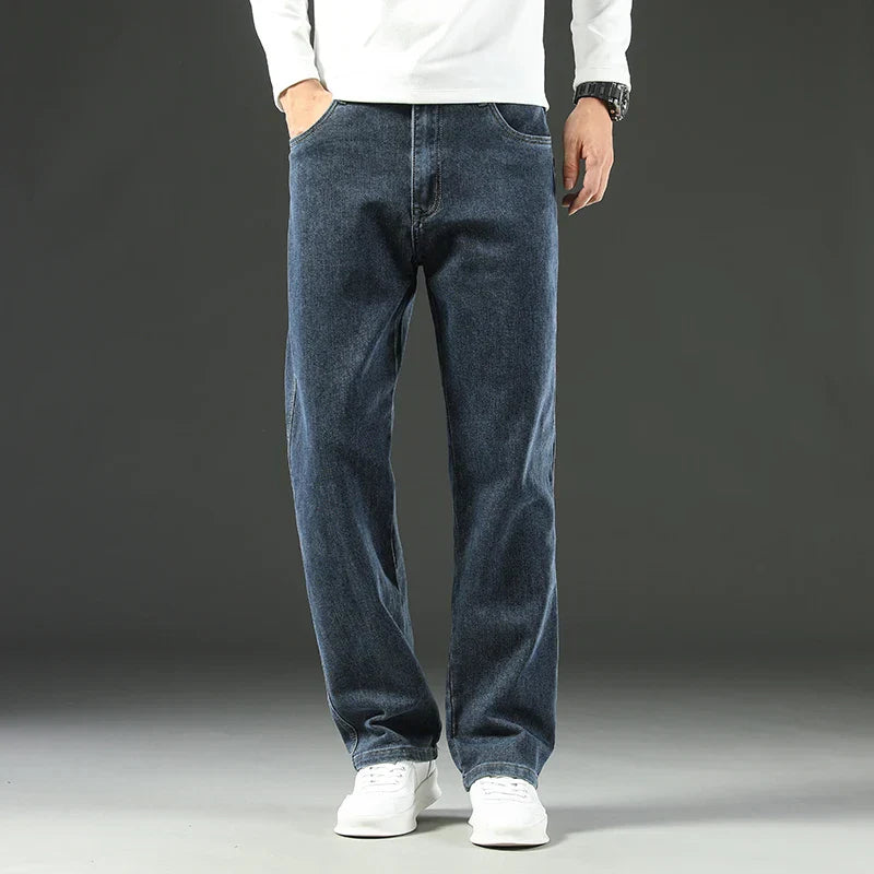 Herren Weite Jeans Blau