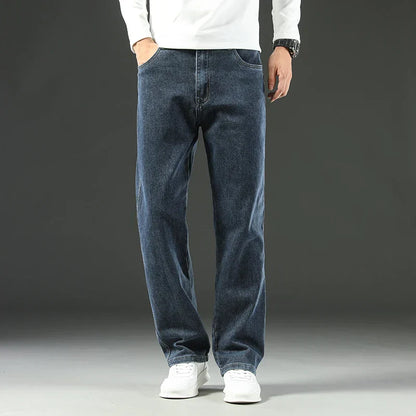 Herren Weite Jeans Blau