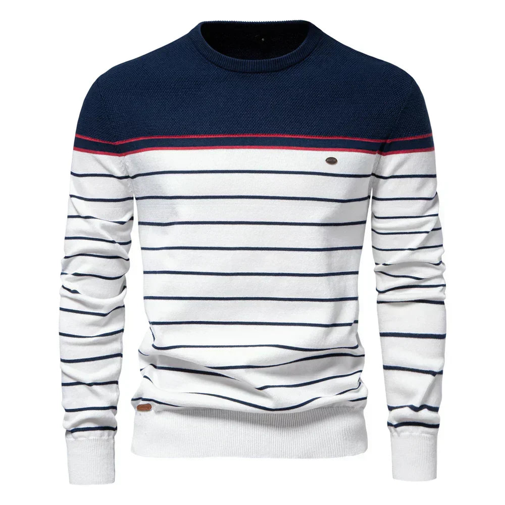 Herren Pullover Streifenmuster Klassisch Bequem Blau - Eveloria