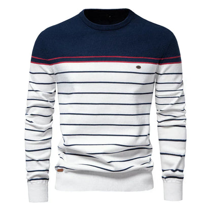 Herren Pullover Streifenmuster Klassisch Bequem Blau - Eveloria