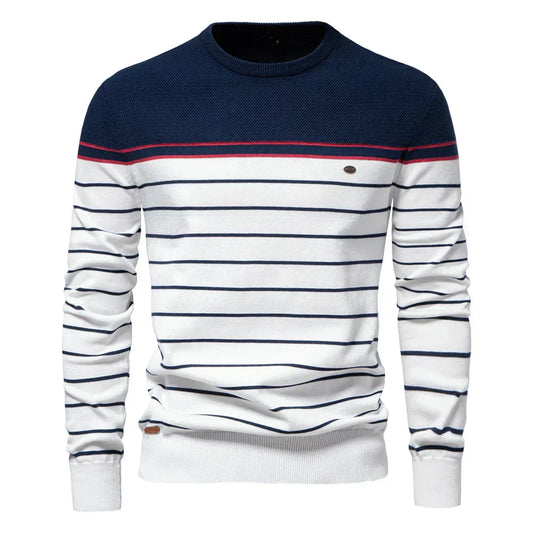 Herren Pullover Streifenmuster Klassisch Bequem Blau - Eveloria