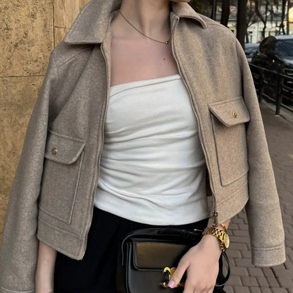 Damen Freizeitjacke Wollmix Reißverschluss