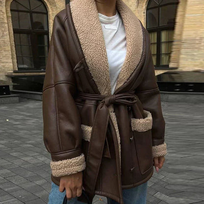 Damen Winterjacke Mit Gürtel Modern