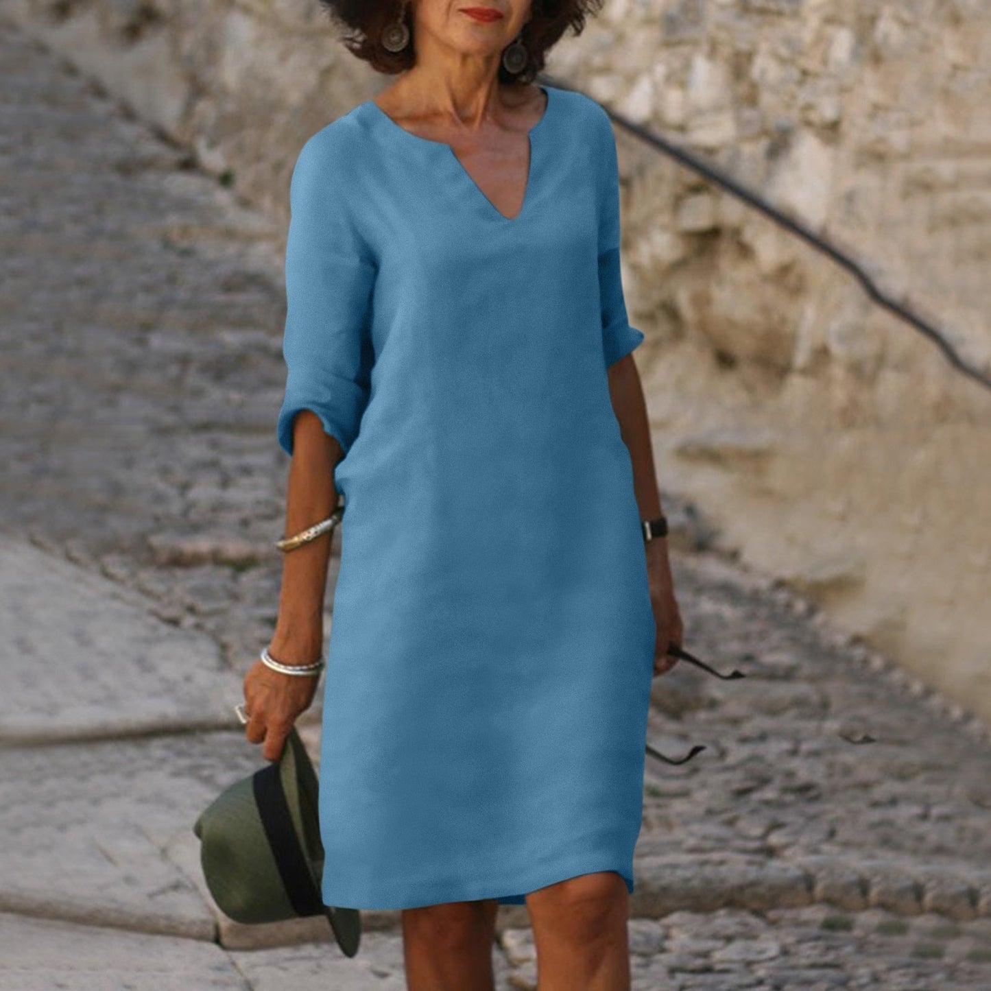 Damen Sommerkleid Leicht Feminin Baumwolle