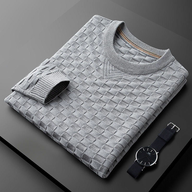 Eveloria Herren Waffelstrick Pullover Rundhalsausschnitt
