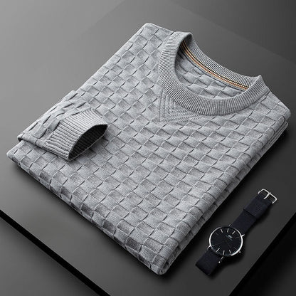 Eveloria Herren Waffelstrick Pullover Rundhalsausschnitt