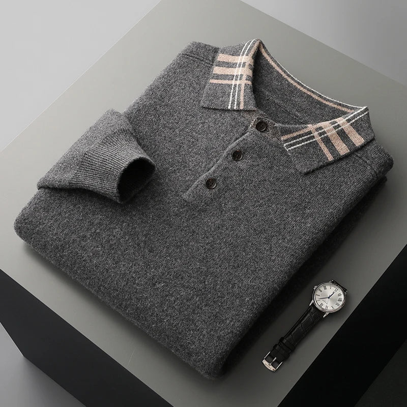 Herren Klassischer Strick-Polopullover Winter