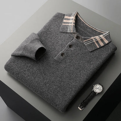 Herren Klassischer Strick-Polopullover Winter