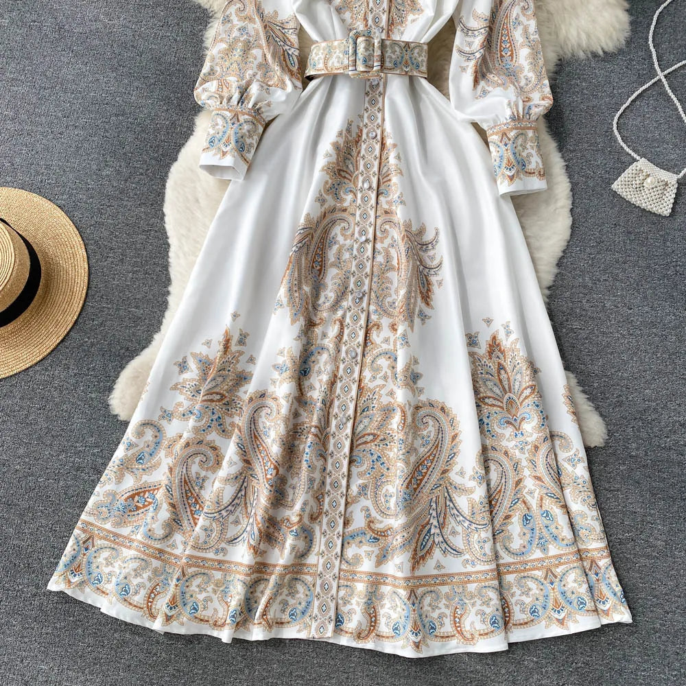 Eveloria Damen A-Linienkleid Gürtel Blumenmuster