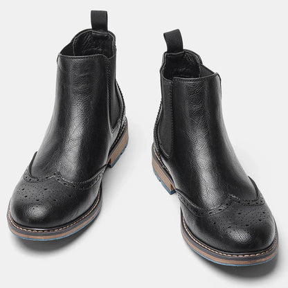 Herren Chelsea Stiefel Brogue Optik Leder