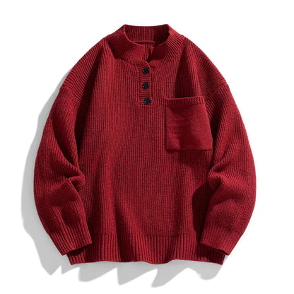 Herren Strickpullover Winter Knopfleiste