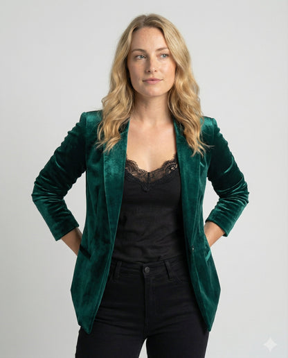 Damen Samtblazer Elegante Jacke - Eveloria