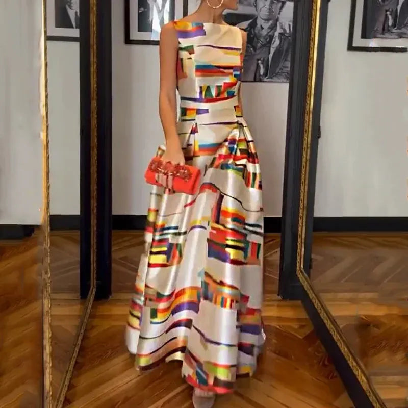 Damen Modernes Print-Kleid Lang - Eveloria