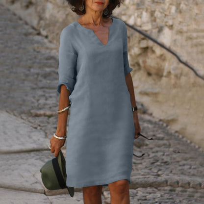 Damen Sommerkleid Leicht Feminin Baumwolle