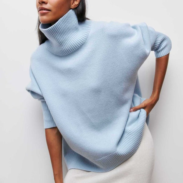 Damen Übergroßer Winterpullover Hochkragen - Eveloria