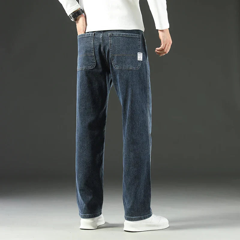 Herren Weite Jeans Blau