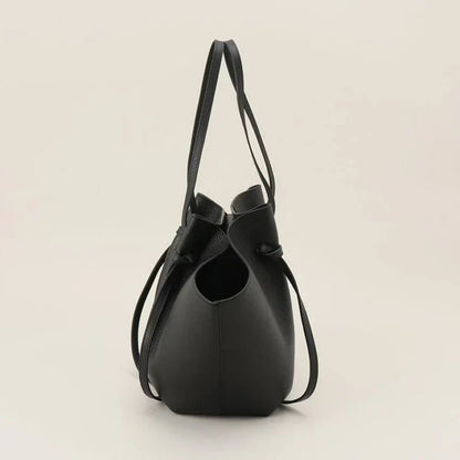 Damen Große Tote Tasche Leder Schleifendetail Lange Henkel