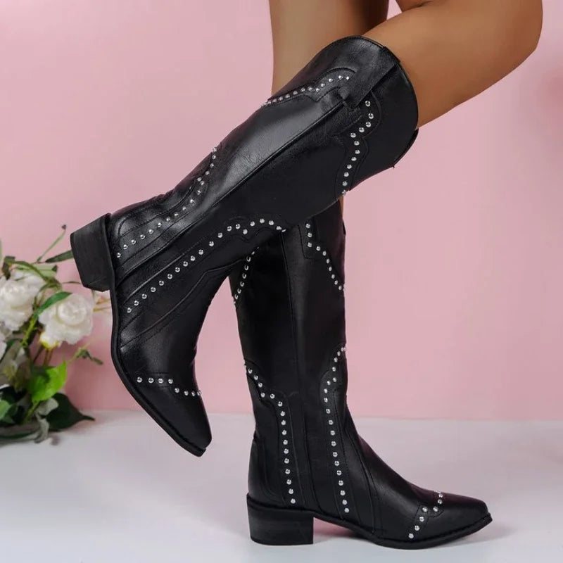 Damen Cowboystiefel Bestickt Robust