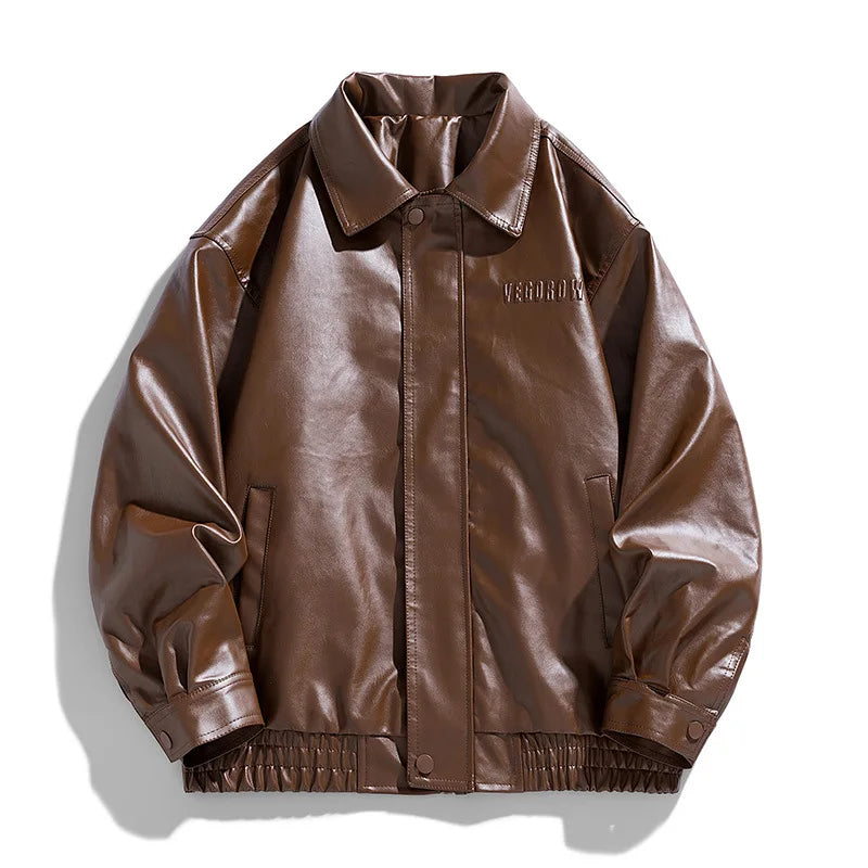 Herren Oversize Jacke Kunstleder Modern Streetstyle
