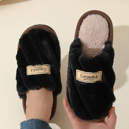 Damen Plush Slide Hausschuhe Weich Polsterung Indoor Komfort
