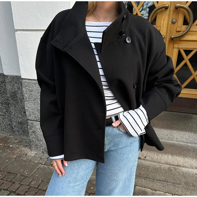 Damen Kurzjacke Stehkragen Elegantes Design