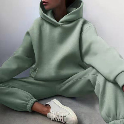 Damen Jogging-Set Oversized Weiche Baumwolle Kapuze Elastisch