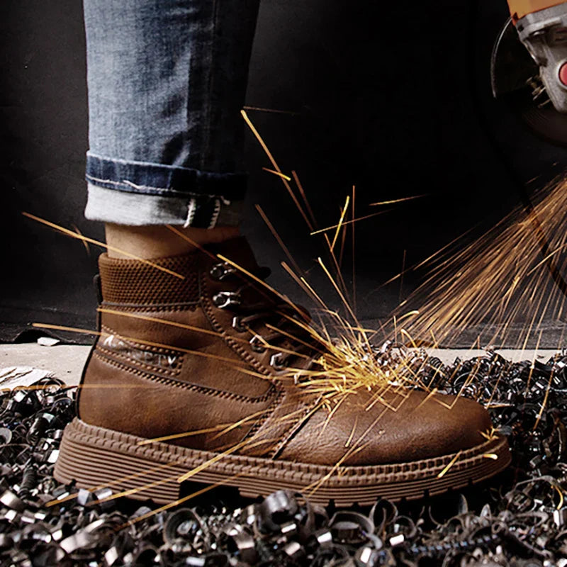 Herren Sicherheitsboots Wasserdicht Stahlkappe Braun