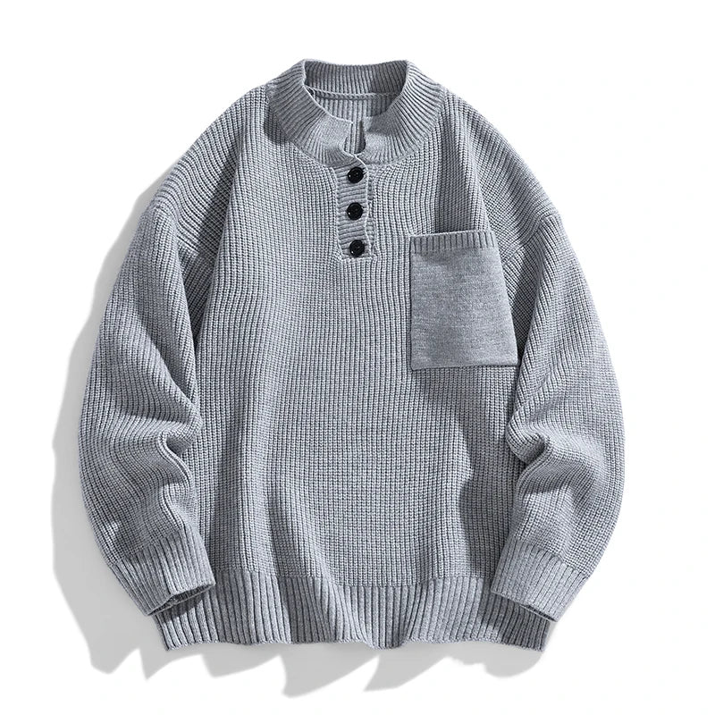 Herren Strickpullover Winter Knopfleiste - Eveloria