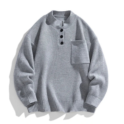 Herren Strickpullover Winter Knopfleiste - Eveloria
