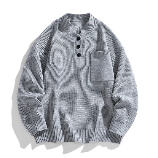 Herren Strickpullover Winter Knopfleiste - Eveloria