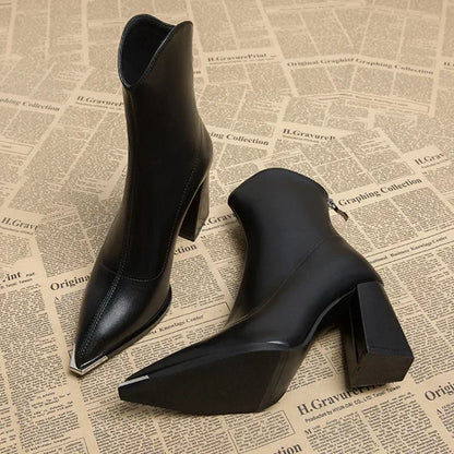 Damen Stiefeletten Spitzer Absatz