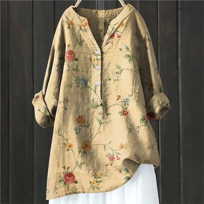 Eveloria Damenbluse Blumenmuster Baumwolle Leicht