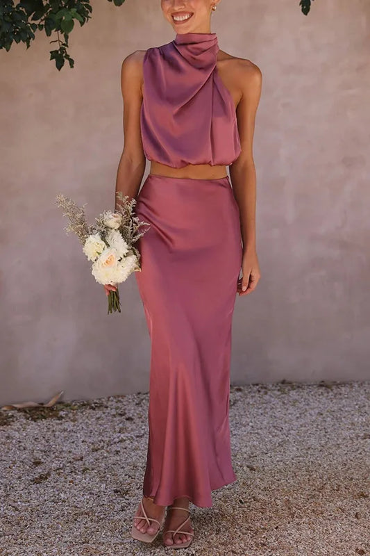 Damen Sommer-Set 2-teilig Langer Rock Ärmellose Bluse - Eveloria