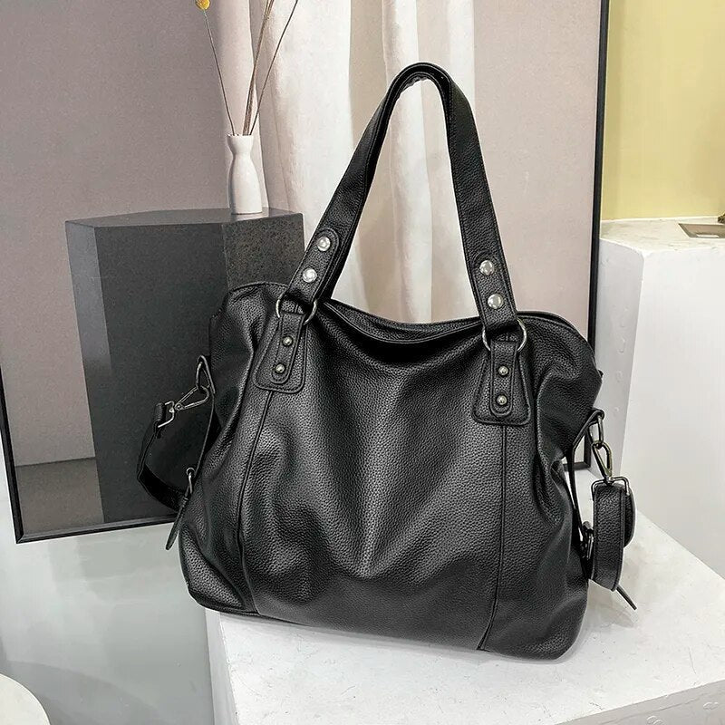 Eveloria Damen Schultertasche Groß Polyester Schwarz - Eveloria