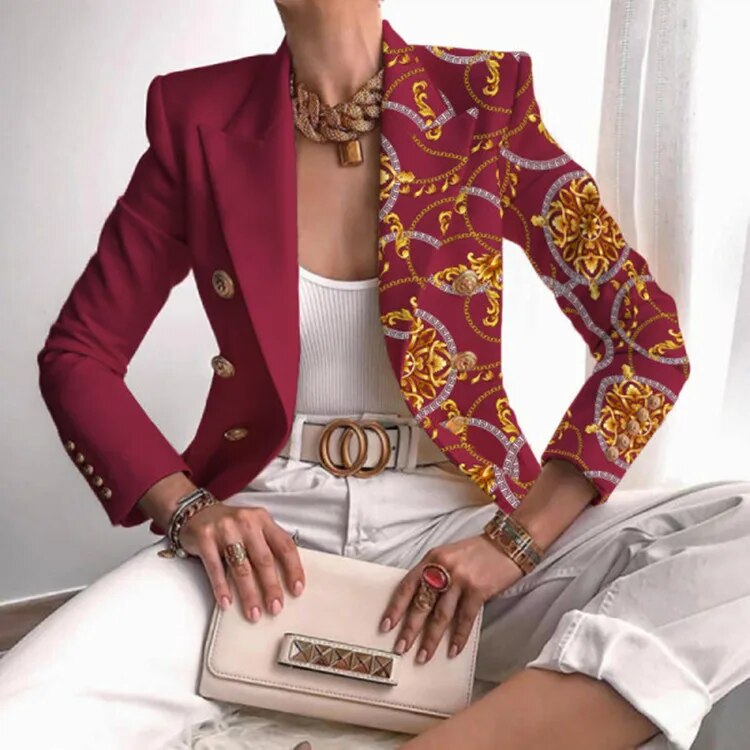 Eveloria Damen Blazer Gedruckt Tailored