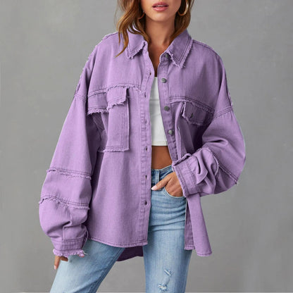 Damen Vibrierende Denimjacke Modisch Blau