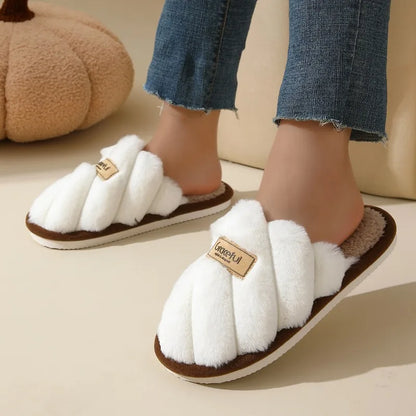 Damen Plush Slide Hausschuhe Weich Polsterung Indoor Komfort