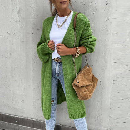 Eveloria Damen Langjacke Gestrickt Beige
