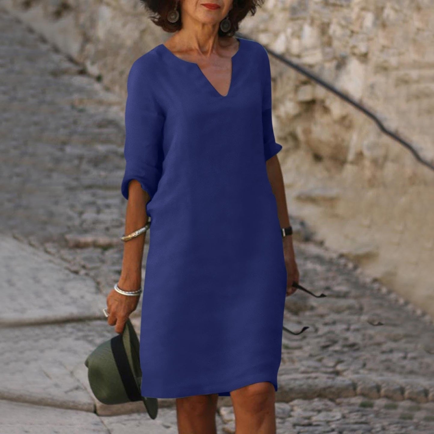 Damen Sommerkleid Leicht Feminin Baumwolle