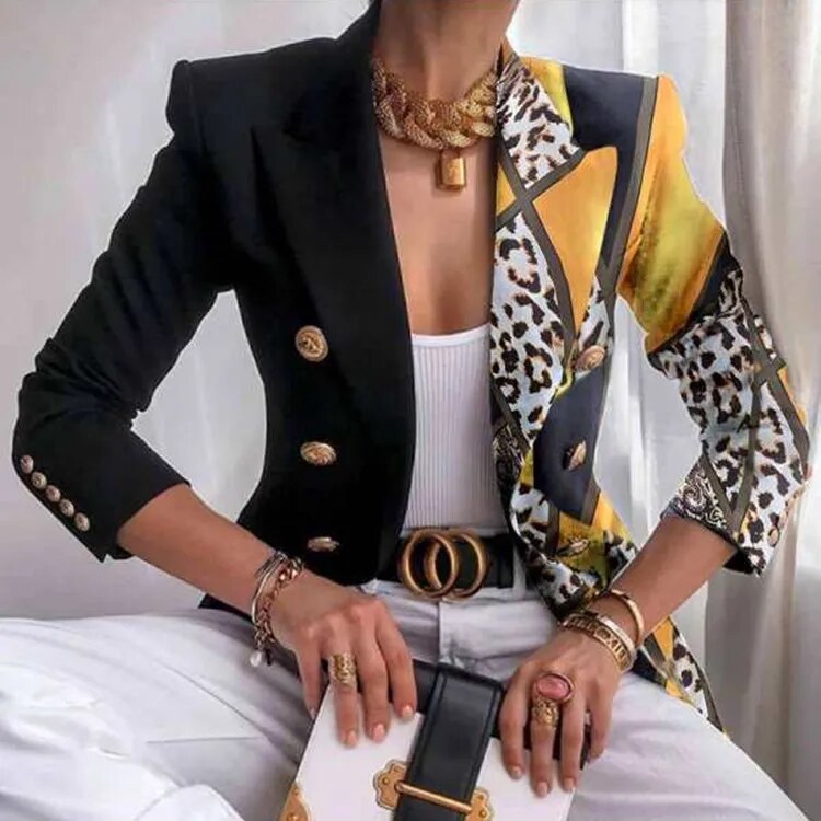 Eveloria Damen Blazer Gedruckt Tailored