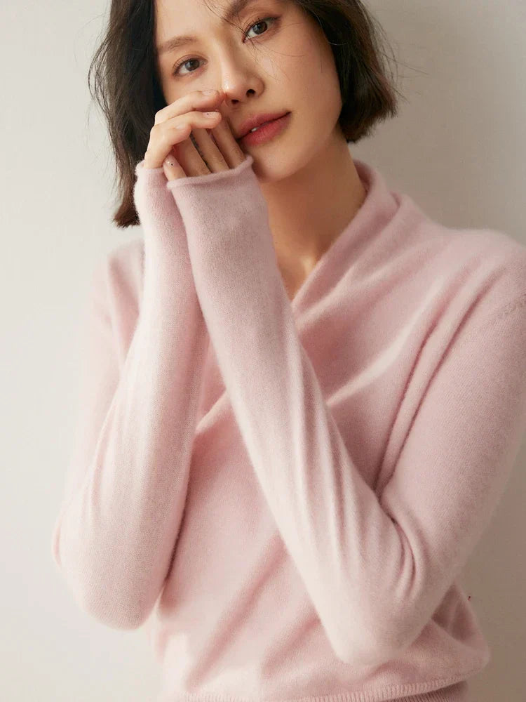 Damen Wickelpullover Elegantes Überkreuz-Design