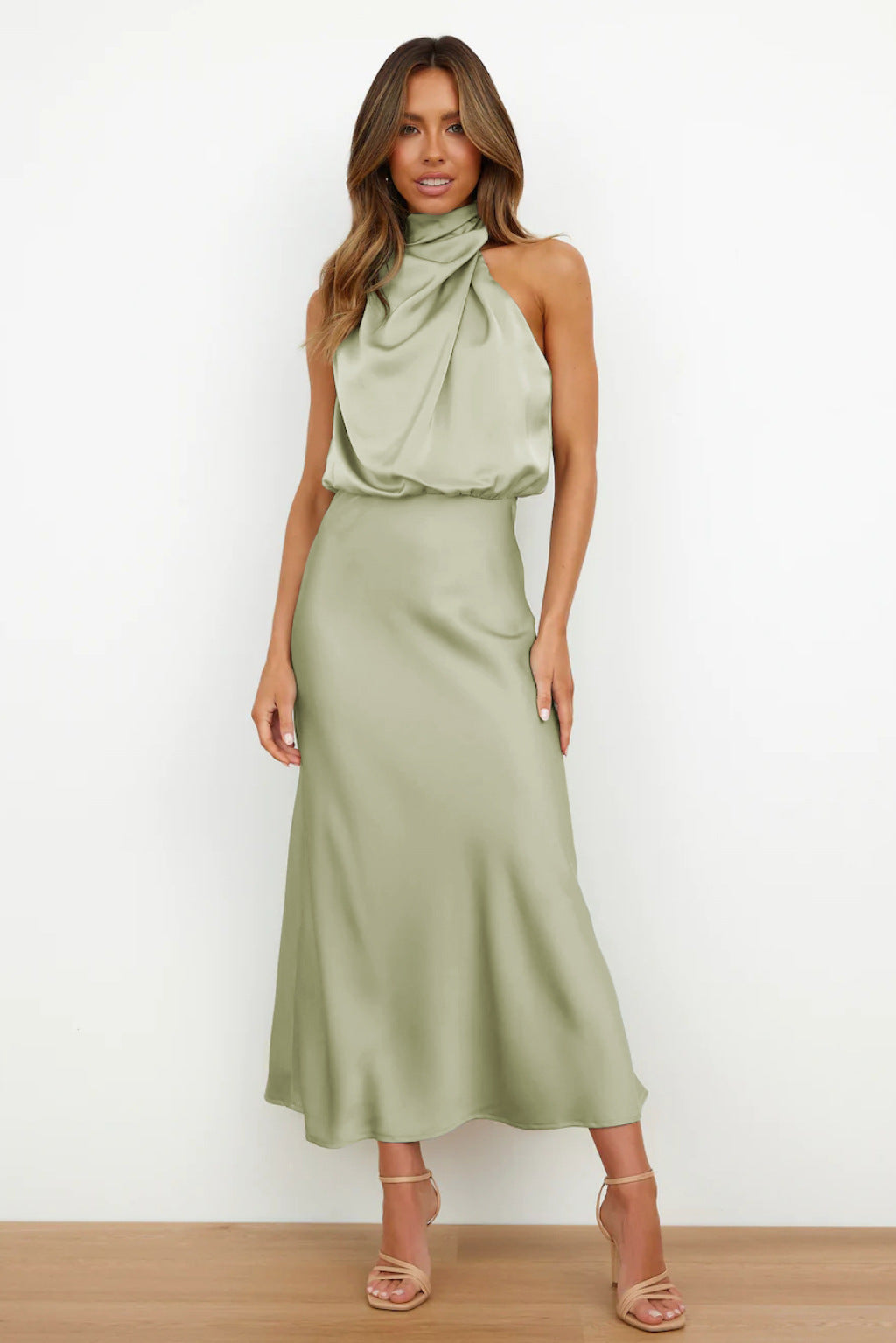 Damen Abendkleid Neckholder Schick Schwarz - Eveloria