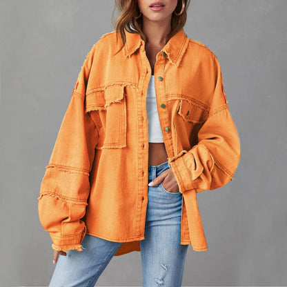 Damen Vibrierende Denimjacke Modisch Blau