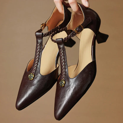 Damen Sandalen Elegante Absatzsandalen Geflochtener T-Riemen
