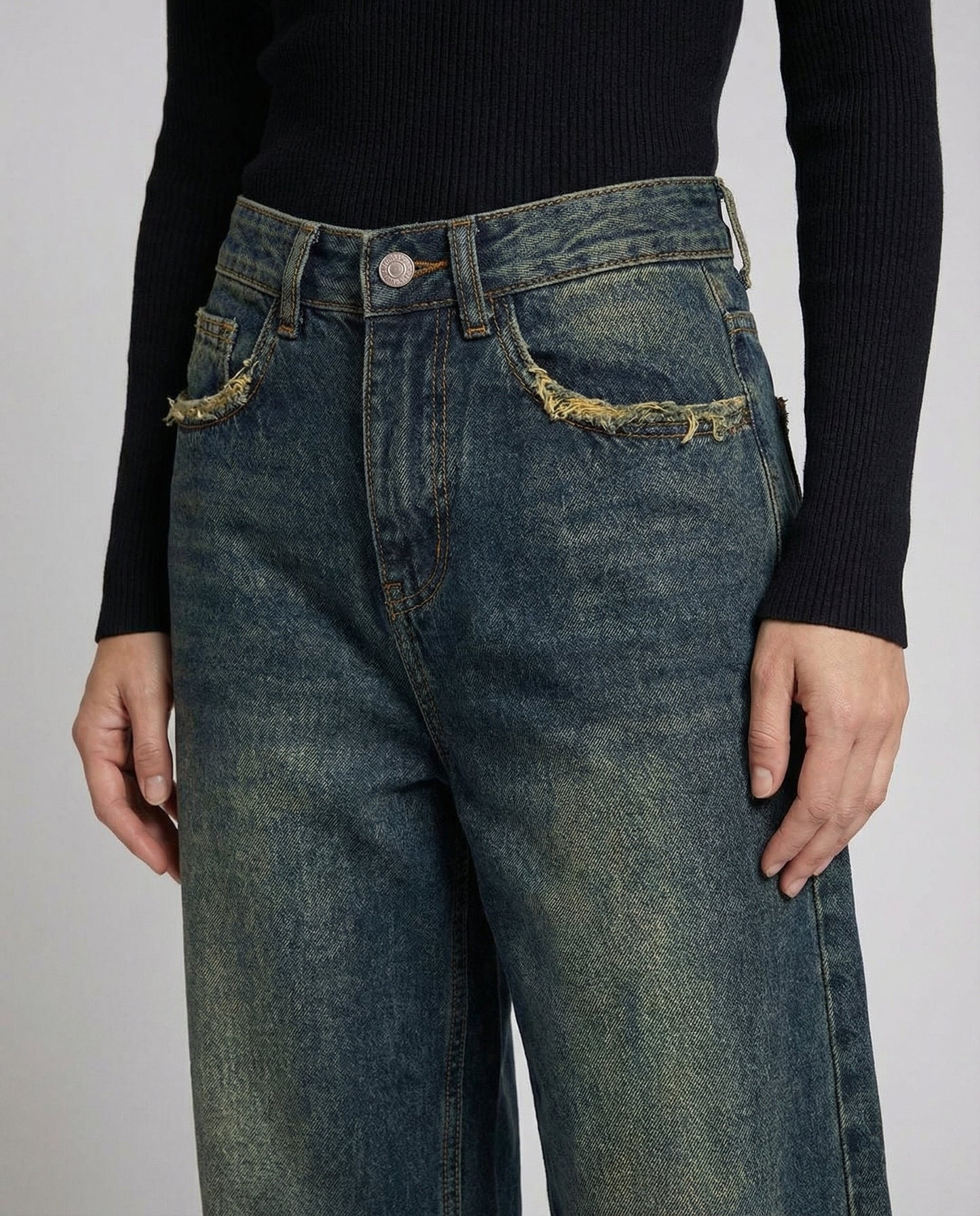 Damen Baggy Jeans Vintage Stil