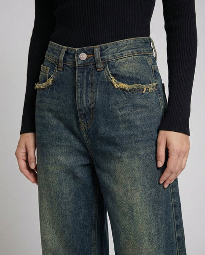 Damen Baggy Jeans Vintage Stil