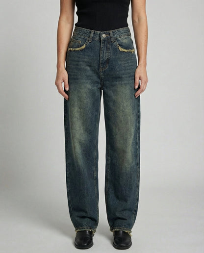 Damen Baggy Jeans Vintage Stil