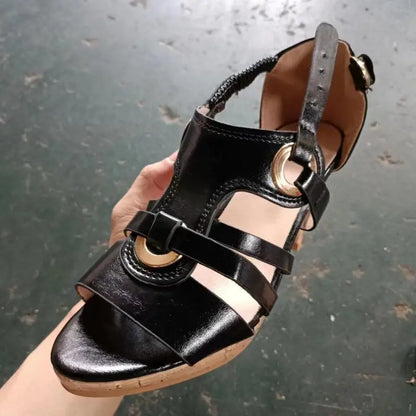 Eveloria Damen Sandalen Leder Braun