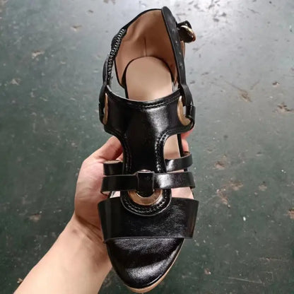 Eveloria Damen Sandalen Leder Braun
