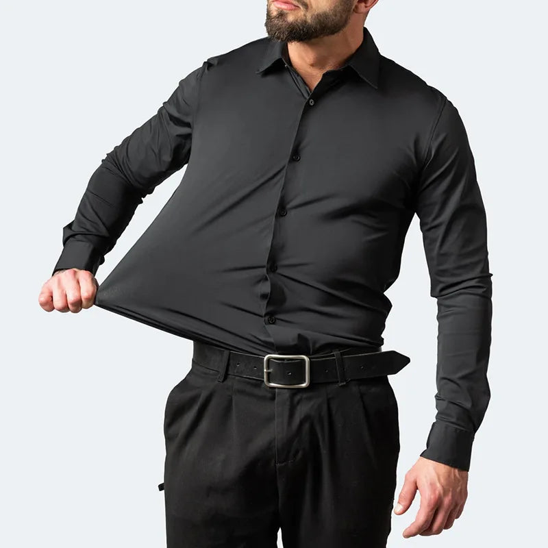 Herren Langarmhemd Elastisch